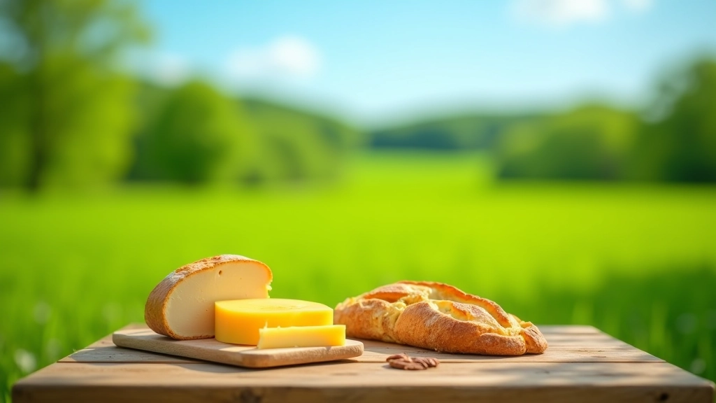 Picnic setup in scenic Czech meadow with blanket and fresh food